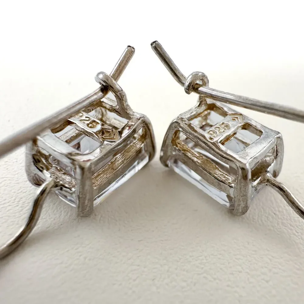 Designer Silpada CZ Earrings Sterling Silver Cubic Zirconia Fish Hook Drop